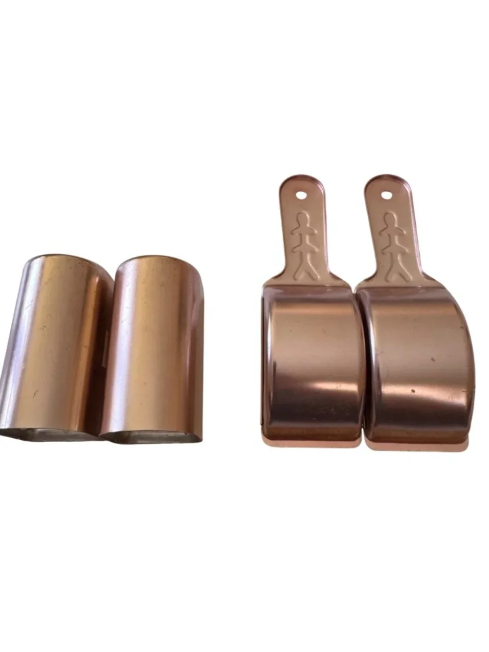 Vintage Copper Aluminum Salt & Pepper Shakers With Handles MCM Set of 2 Retro